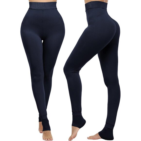 Winter Warm Fleece Lined Navy Leggings Women Thick Thermal Velvet Tights Wear - Picture 2 of 6